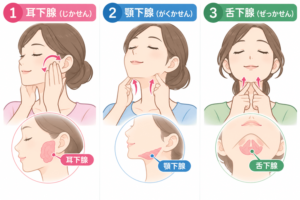 唾液腺の位置を表すイラスト
