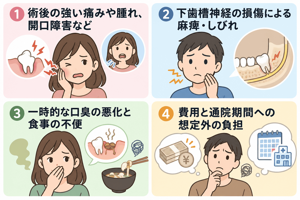 親知らずを「抜かなきゃよかった」と後悔しがちな主な原因・リスクの目次