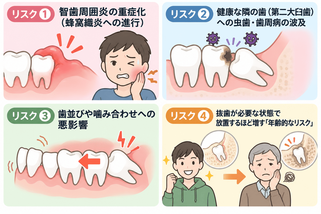 抜歯が必要なケースで親知らずを放置する主なリスク4つの目次